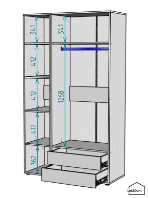 Шкаф Linnea MHR-3-2 2050х1200х510 (Графит-М 11.1.25) в Югорске - yugorsk.ok-mebel.com | фото 3