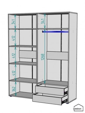 Шкаф Linnea MHR-4PO-2 2050х1600х510 (Белый-М 11.1.2) в Югорске - yugorsk.ok-mebel.com | фото 3