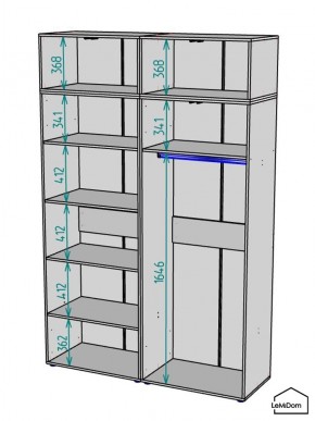 Шкаф с антресолью Linnea MHR-4A-1 2450х1600х510 (Графит-М 11.1.25) в Югорске - yugorsk.ok-mebel.com | фото 3
