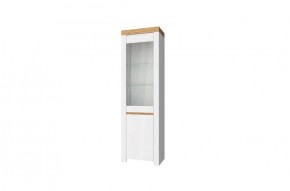 Шкаф с витриной  1V1D, TAURUS, цвет белый/дуб вотан в Югорске - yugorsk.ok-mebel.com | фото
