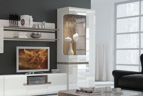 Шкаф с витриной 3D/TYP 01L, LINATE ,цвет белый/сонома трюфель в Югорске - yugorsk.ok-mebel.com | фото 6