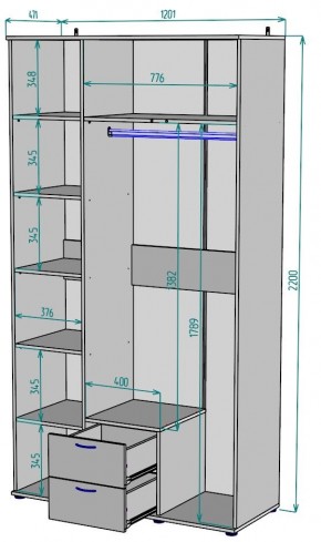 Шкаф с зеркалом Ольга H54_M в Югорске - yugorsk.ok-mebel.com | фото 2