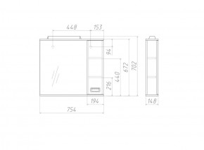 Шкаф-зеркало Cube 75 Эл. Правый Домино (DC5009HZ) в Югорске - yugorsk.ok-mebel.com | фото 3