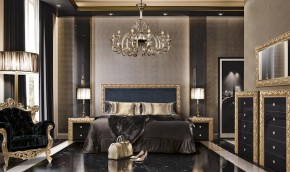 Спальный гарнитур Тиффани Premium черная/золото в Югорске - yugorsk.ok-mebel.com | фото 2