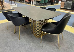 Стол CHIAVARI 220 KL-116 Черный мрамор матовый, итальянская керамика / бронзовый, ®DISAUR в Югорске - yugorsk.ok-mebel.com | фото 2