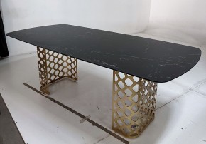 Стол CHIAVARI 220 KL-116 Черный мрамор матовый, итальянская керамика / бронзовый, ®DISAUR в Югорске - yugorsk.ok-mebel.com | фото 4