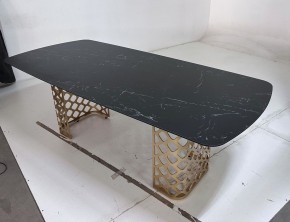 Стол CHIAVARI 220 KL-116 Черный мрамор матовый, итальянская керамика / бронзовый, ®DISAUR в Югорске - yugorsk.ok-mebel.com | фото 6