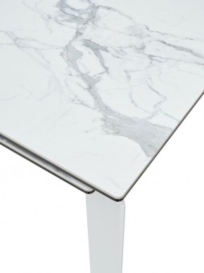 Стол CORNER 120 HIGH GLOSS STATUARIO керамика, стекло/ белый каркас, ®DISAUR в Югорске - yugorsk.ok-mebel.com | фото 2