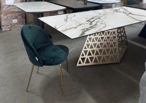 Стол ENNA 220 KL-188 Контрастный мрамор матовый, итальянская керамика/ каркас цвета шампань, ®DISAUR в Югорске - yugorsk.ok-mebel.com | фото 8
