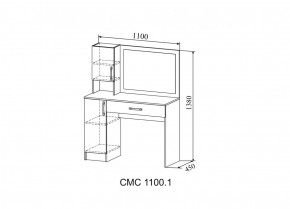 СОФИ Стол макияжный СМС 1100.1 с зеркалом (дуб сонома/белый) в Югорске - yugorsk.ok-mebel.com | фото 2