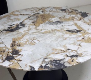 Стол TERAMO 135 GLOSS GRAND JADE SOLID CERAMIC, керамика, поворотн.механизм / Черный каркас, ®DISAUR в Югорске - yugorsk.ok-mebel.com | фото 4