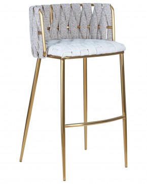 Стул барный DOBRIN EMMA GOLD, белый PU (T-01), белая ткань (F-49) в Югорске - yugorsk.ok-mebel.com | фото