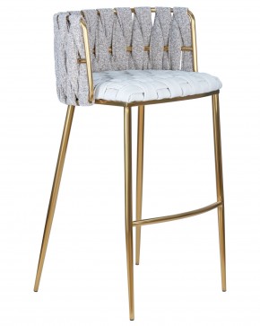 Стул барный DOBRIN EMMA GOLD, белый PU (T-01), белая ткань (F-49) в Югорске - yugorsk.ok-mebel.com | фото 2