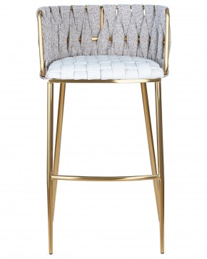 Стул барный DOBRIN EMMA GOLD, белый PU (T-01), белая ткань (F-49) в Югорске - yugorsk.ok-mebel.com | фото 5