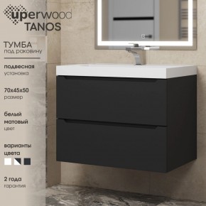 Тумба под раковину Uperwood Tanos 70 см, подвесная, черная матовая в Югорске - yugorsk.ok-mebel.com | фото 3