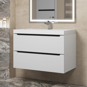 Тумба под раковину Uperwood Tanos 80 см, подвесная, белая/графит в Югорске - yugorsk.ok-mebel.com | фото
