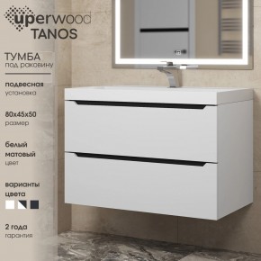 Тумба под раковину Uperwood Tanos 80 см, подвесная, белая/графит в Югорске - yugorsk.ok-mebel.com | фото 3