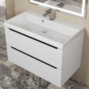 Тумба под раковину Uperwood Tanos 80 см, подвесная, белая/графит в Югорске - yugorsk.ok-mebel.com | фото 8