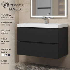 Тумба под раковину Uperwood Tanos 80 см, подвесная, черная матовая в Югорске - yugorsk.ok-mebel.com | фото 3