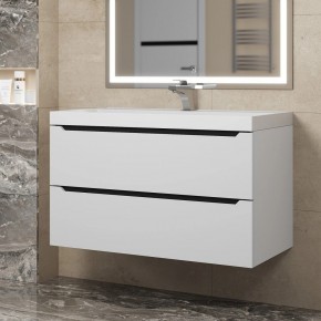 Тумба под раковину Uperwood Tanos 90 см, подвесная, белая/графит в Югорске - yugorsk.ok-mebel.com | фото