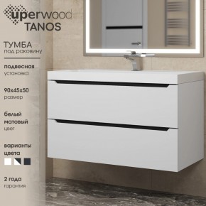 Тумба под раковину Uperwood Tanos 90 см, подвесная, белая/графит в Югорске - yugorsk.ok-mebel.com | фото 3