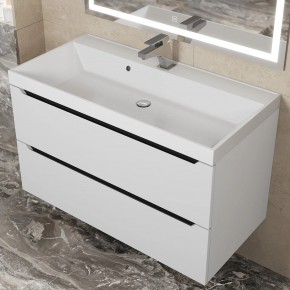 Тумба под раковину Uperwood Tanos 90 см, подвесная, белая/графит в Югорске - yugorsk.ok-mebel.com | фото 9