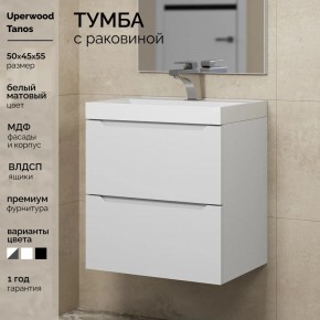 Тумба с раковиной Uperwood Tanos 50 см, подвесная, белая матовая в Югорске - yugorsk.ok-mebel.com | фото 5